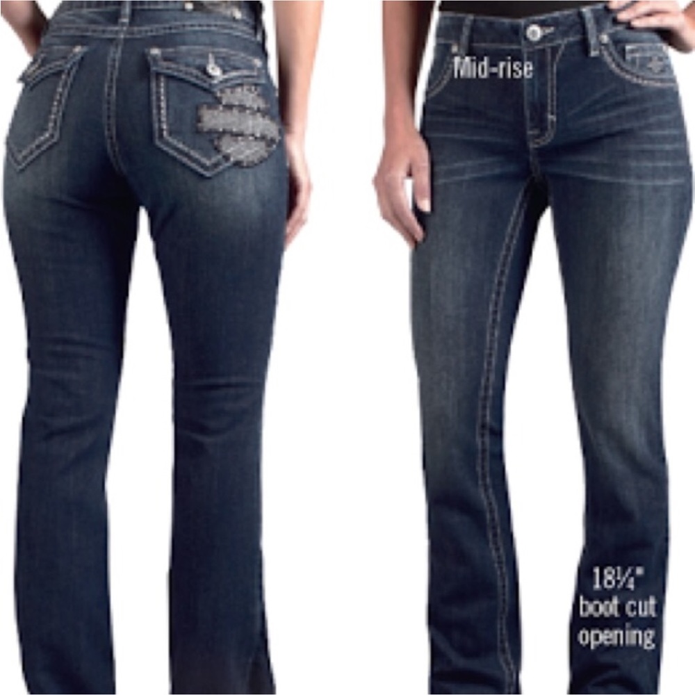 Harley-Davidson Curvy Convertible Leg Mid-rise Dark Denim Jeans Plus Size 22 EUC